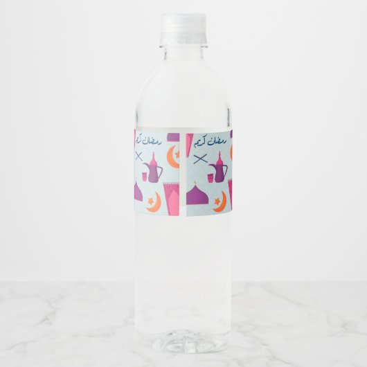 Happy Ramadan Pattern Waterfles Etiket (Achterkant)