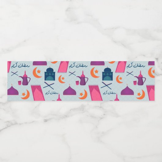 Happy Ramadan Pattern Waterfles Etiket (Enkel label)