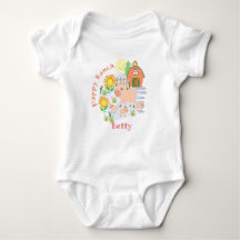 Happy Ranch Pig. Gepersonaliseerd. Baby Bodysuit