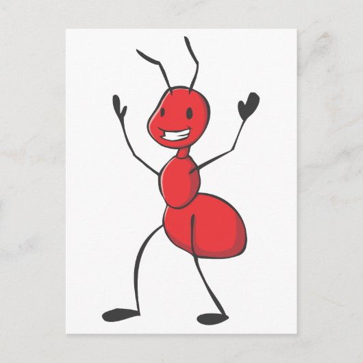 Happy Red Ant Cartoon Briefkaart (Voorkant)