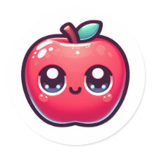 Happy Red Apple in Kawaii-stijl