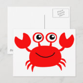 Happy Red Cartoon Crab Briefkaart (Voorkant / Achterkant)