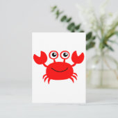 Happy Red Cartoon Crab Briefkaart (Staand voorkant)