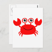 Happy Red Cartoon Crab Briefkaart (Voorkant / Achterkant)