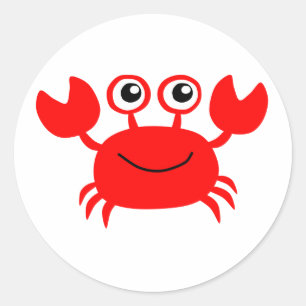 Happy Red Cartoon Crab Ronde Sticker