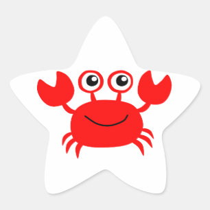 Happy Red Cartoon Crab Ster Sticker