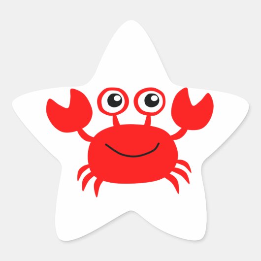 Happy Red Cartoon Crab Ster Sticker (Voorkant)