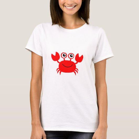 Happy Red Cartoon Crab T-shirt (Voorkant)