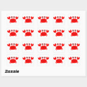 Happy Red Cartoon Crab Vierkante Sticker (Vel)