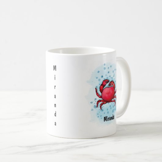 Happy red Crab waterverf stijl Koffiemok (Voorkant rechts)