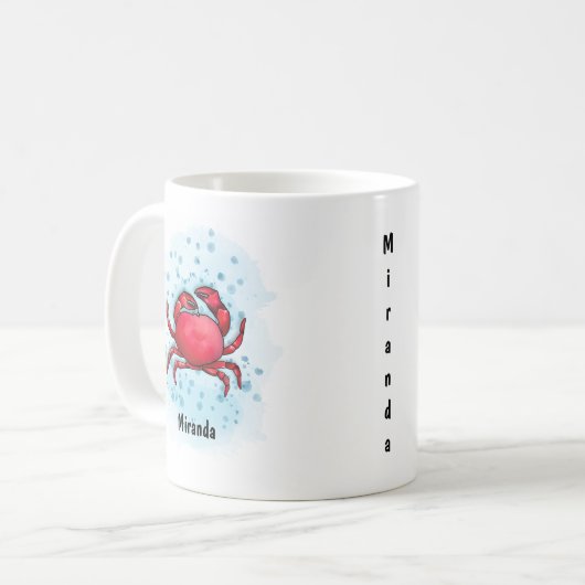 Happy red Crab waterverf stijl Koffiemok (Voorkant links)