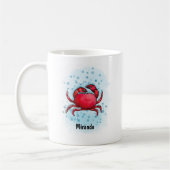 Happy red Crab waterverf stijl Koffiemok (Links)