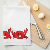 Happy Red Crabs Theedoek (Quarter Fold)