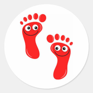 Happy Red Feet Ronde Sticker
