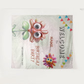 Happy Red Flowers Verjaardagsfeestje Achtergrond Wandkleed (Voorkant (horizontaal))