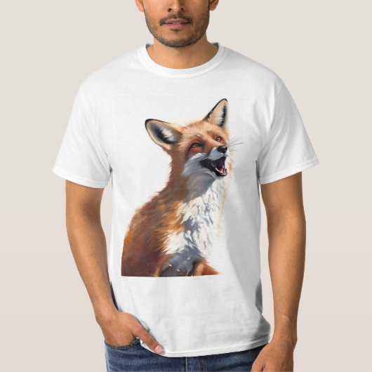 Happy Red Fox EIGEN ART Vixen Wild Natuur T-shirt (Voorkant)