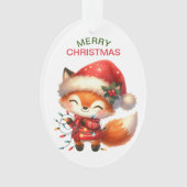 Happy Red Fox String Lights Kinder Kerst Ornament (voorkant)