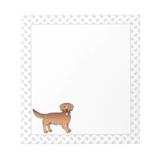 Happy Red Golden Retriever Cartoon Dog met poten Notitieblok (Voorkant)