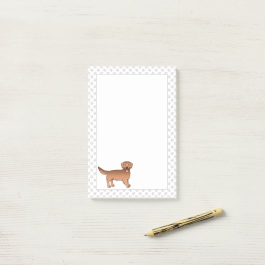 Happy Red Golden Retriever Cartoon Dog met poten Post-it® Notes (Op bureau)