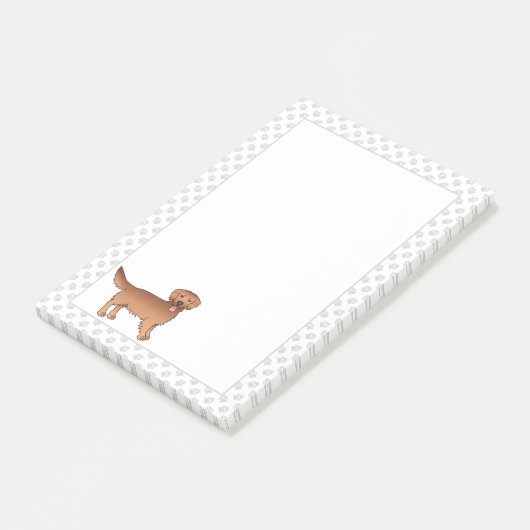 Happy Red Golden Retriever Cartoon Dog met poten Post-it® Notes (Schuin)