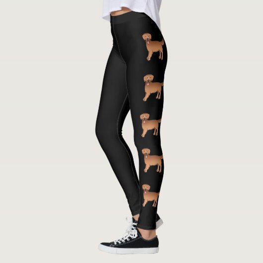 Happy Red Golden Retriever Cartoon Dogs Leggings (Links)