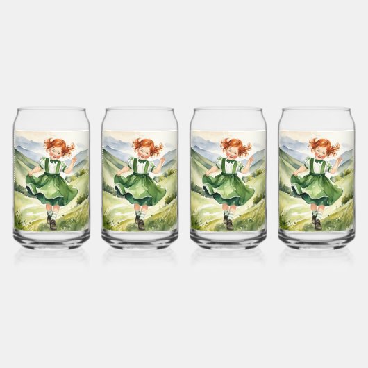Happy Red headed girl Drinkware Set Blikvorm Glas (Voorkant)