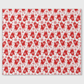 Happy Red Kerstmis Mittens Cadeaupapier (Vlak)