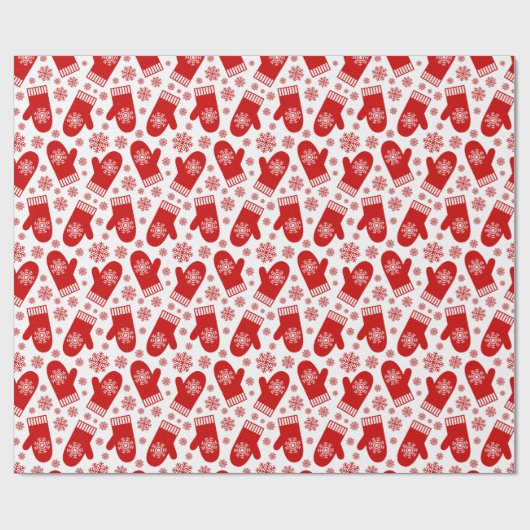 Happy Red Kerstmis Mittens Cadeaupapier (Vlak)