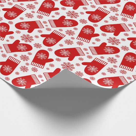 Happy Red Kerstmis Mittens Cadeaupapier (Hoek)