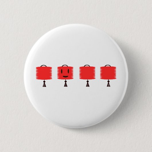 Happy Red Lantern Ronde Button 5,7 Cm (Voorkant)