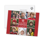 Happy Red - modern 8 fotocollage Feestdagenkaart