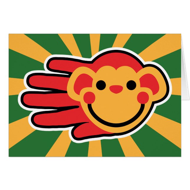 Happy Red Monkey Face (Voorkant Horizontaal)