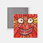 Happy Red Monster Smile Magneet (Voorkant / Achterkant)
