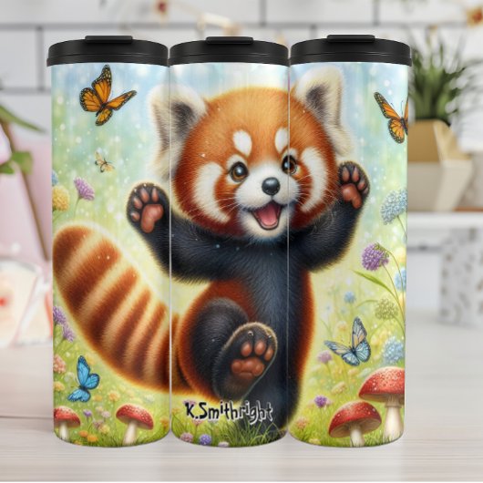 Happy Red Panda Dancing Thermosbeker