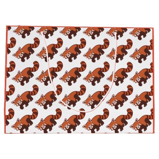 Happy Red panda Gift Bag Groot Cadeauzakje (Achterkant)