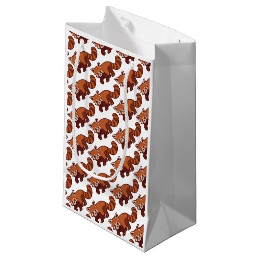 Happy Red panda Small Gift Bag Klein Cadeauzakje (Voorkant Gekanteld)