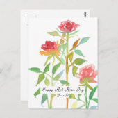 Happy Red Rose Day Juni 10 Nationale feestdag Briefkaart (Voorkant / Achterkant)
