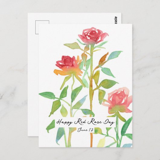 Happy Red Rose Day Juni 10 Nationale feestdag Briefkaart (Voorkant / Achterkant)