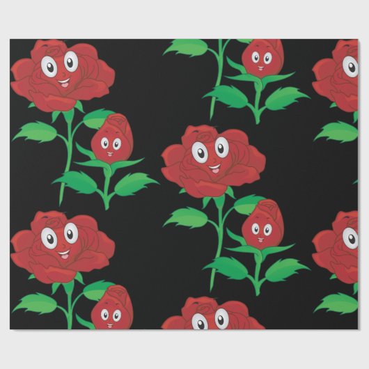 Happy Red Roses Cadeaupapier (Vlak)