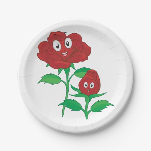 Happy Red Roses Papieren Bordje (Voorkant)