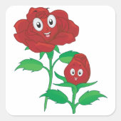 Happy Red Roses Vierkante Sticker (Voorkant)