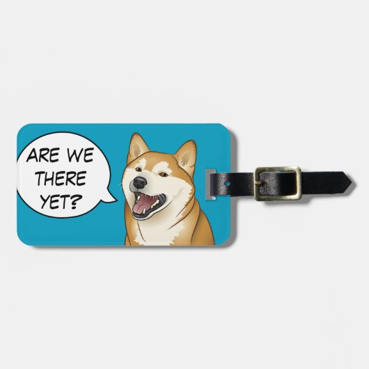 Happy Red Shiba Inu Dog  Label Bagagelabel (Voorkant horizontaal)