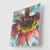 Happy Red Sunflower Wall klok (Hoek)