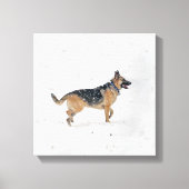 Happy redcued German Shepherd Dog in Snow Canvas (Voorkant)