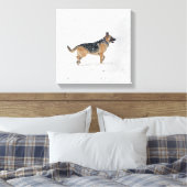 Happy redcued German Shepherd Dog in Snow Canvas Afdruk (Insitu (Slaapkamer))