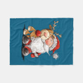 Happy Reindeer And Santa Christmas Illustration Pr Fleece Deken (Voorkant (Horizontaal))