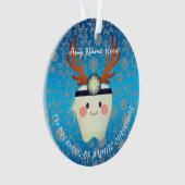Happy Reindeer Antlers Tooth White Kerstmis  Ornament (voorkant)