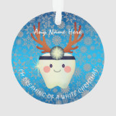 Happy Reindeer Antlers Tooth White Kerstmis  Ornament (achterkant)