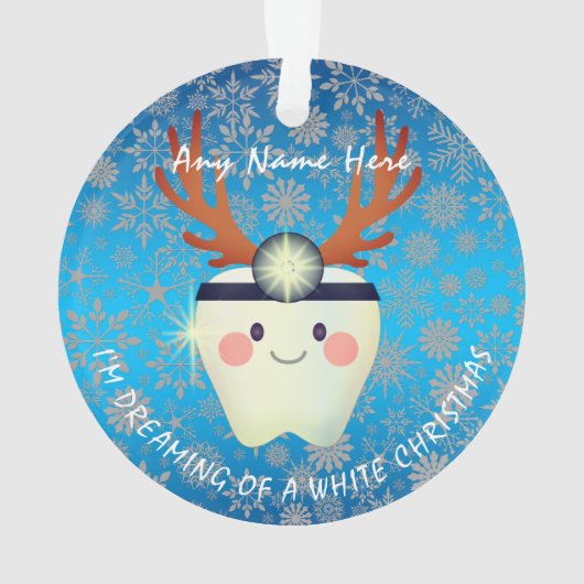 Happy Reindeer Antlers Tooth White Kerstmis  Ornament (achterkant)