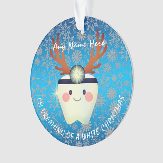 Happy Reindeer Antlers Tooth White Kerstmis Ornament (voorkant)